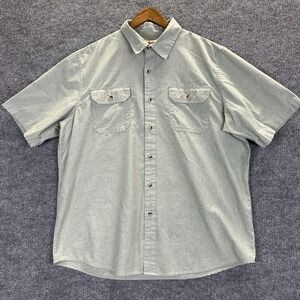 Wrangler Shirt Mens XL Green Chambray Short Sleeve Button Up Workwear Pockets